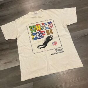 Vintage World Cup 94 Boston Soccer T-Shirt Giant White USA 94 Single Stitch XL
